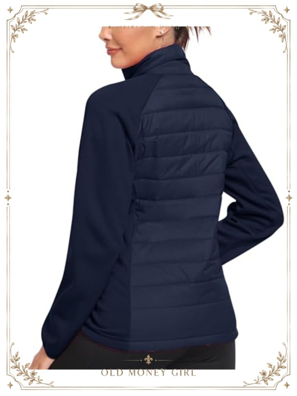 Women's Hybrid Quilted Fleece Lined Full Zip Hiking Jacket Stand Collar - Picture 2 of 6
